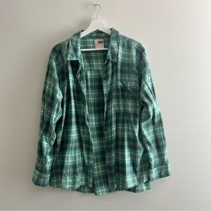 Casual Green Plaid Button Down Shirt